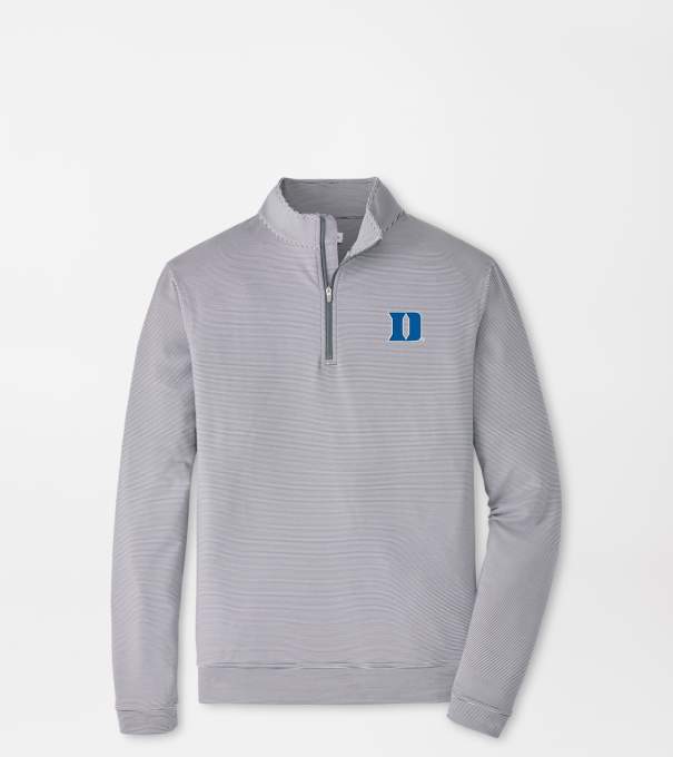 Duke University Perth Sugar Stripe Performance Quarter-Zip in Iron/White