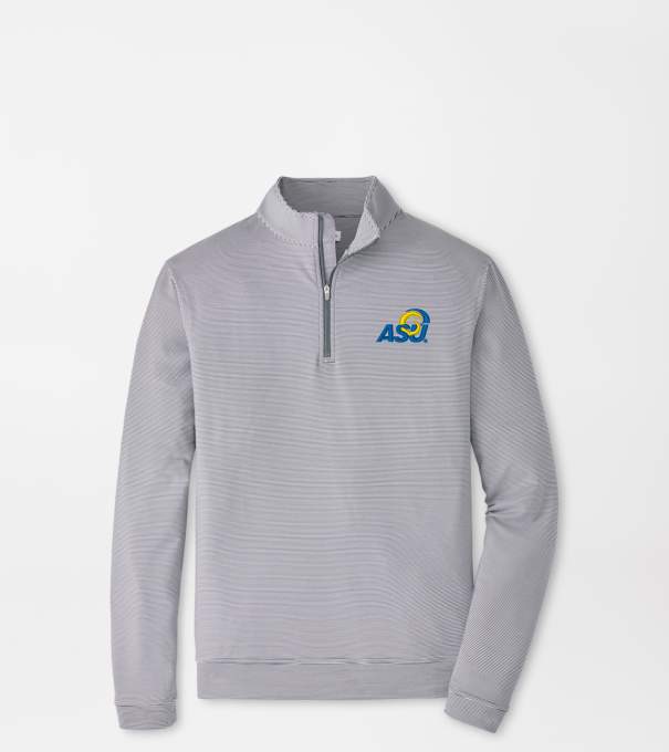 Angelo State University Perth Sugar Stripe Performance Quarter-Zip in Iron/White