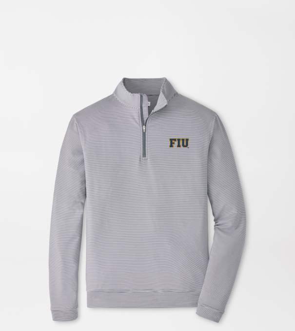 Florida International University Perth Sugar Stripe Performance Quarter-Zip in Iron/White