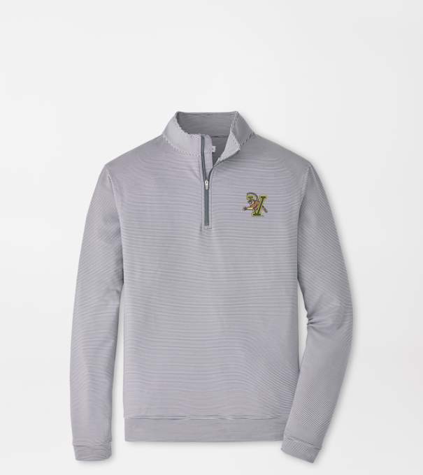 Vermont Perth Sugar Stripe Performance Quarter-Zip in Iron/White