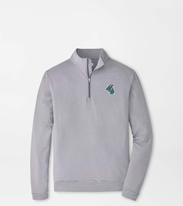 Coastal Carolina Perth Sugar Stripe Performance Quarter-Zip in Iron/White