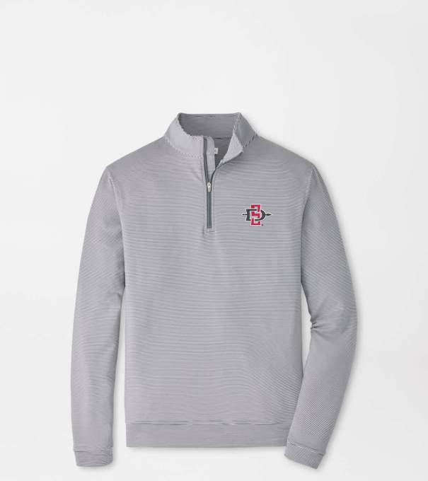 San Diego State Perth Sugar Stripe Performance Quarter-Zip in Iron/White