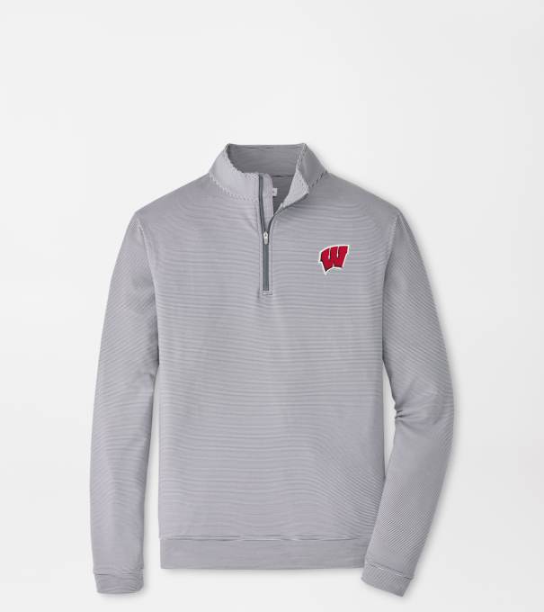 Wisconsin Perth Sugar Stripe Performance Quarter-Zip in Iron/White