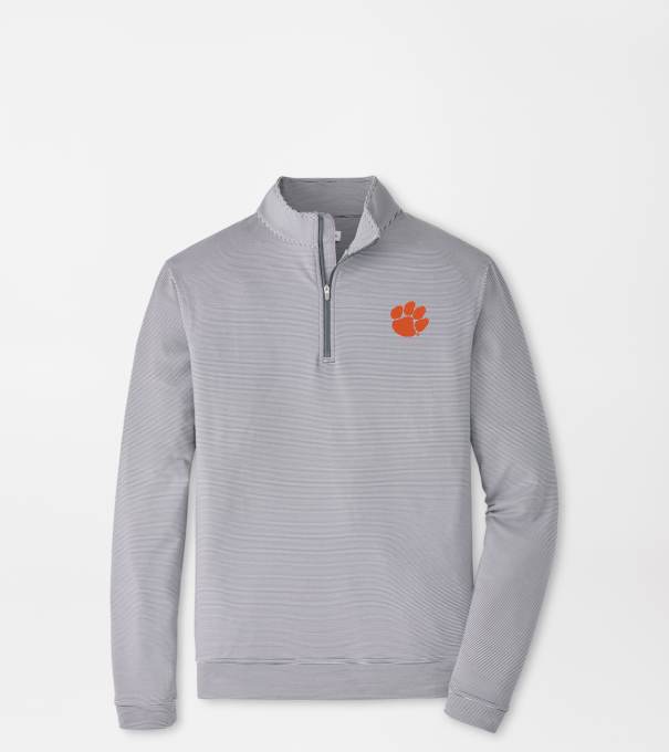 Clemson Perth Sugar Stripe Performance Quarter-Zip in Iron/White