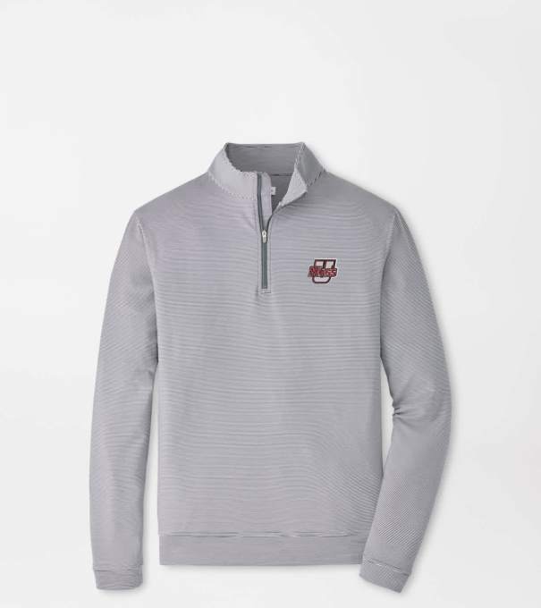 UMass Perth Sugar Stripe Performance Quarter-Zip in Iron/White