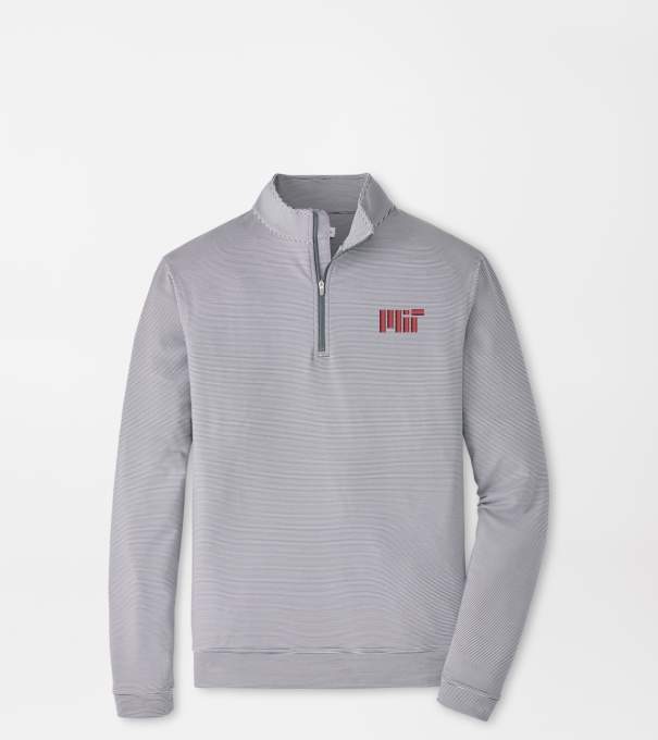 MIT Perth Sugar Stripe Performance Quarter-Zip in Iron/White