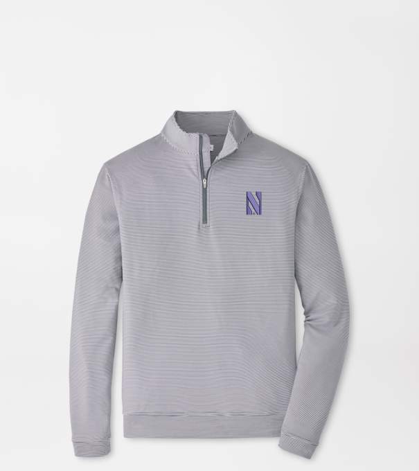 Northwestern Perth Sugar Stripe Performance Quarter-Zip in Iron/White