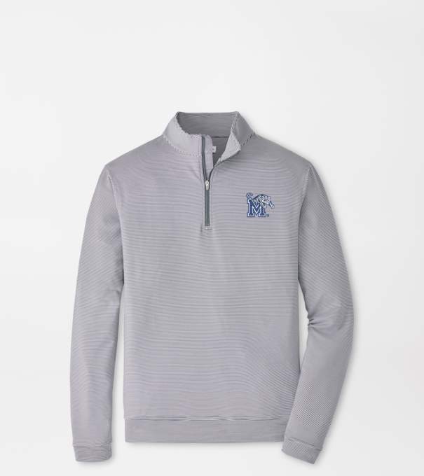 Memphis Perth Sugar Stripe Performance Quarter-Zip in Iron/White