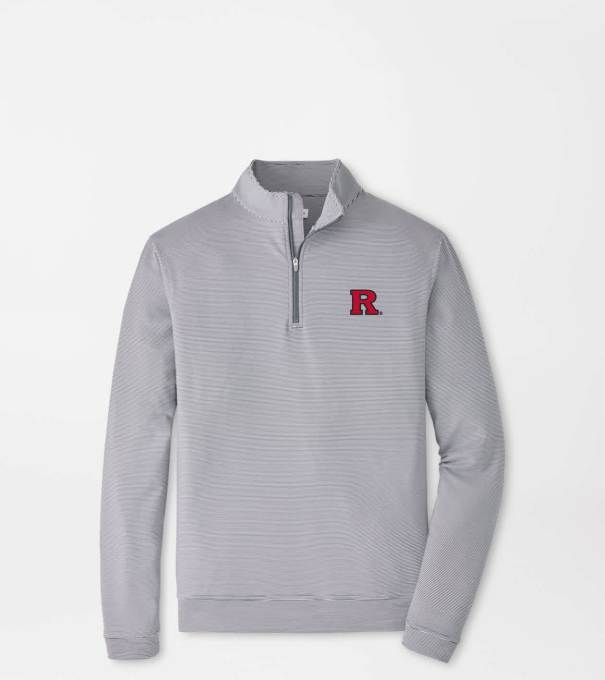 Rutgers Perth Sugar Stripe Performance Quarter-Zip in Iron/White