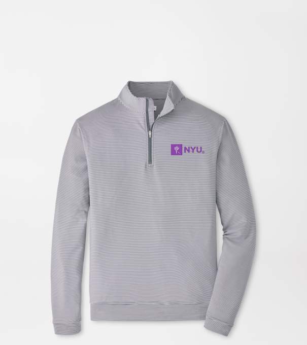 New York University Perth Sugar Stripe Performance Quarter-Zip in Iron/White