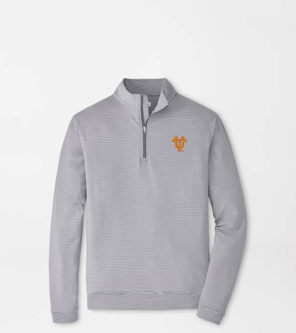 Tennessee Vault Perth Mini-Stripe Performance Pullover in Iron/White