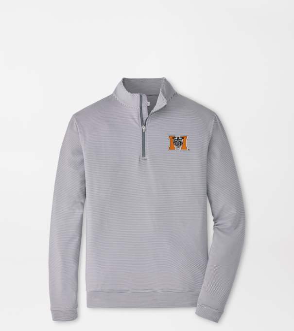 Mercer Perth Sugar Stripe Performance Quarter-Zip in Iron/White