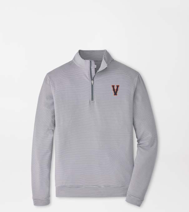 Virginia Vault Perth Sugar Stripe Performance Quarter-Zip in Iron/White