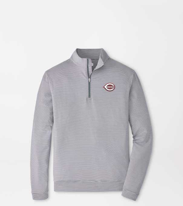 Cincinnati Reds Perth Sugar Stripe Performance Quarter-Zip in Iron/White