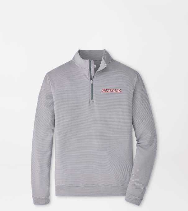 Samford Perth Sugar Stripe Performance Quarter-Zip in Iron/White