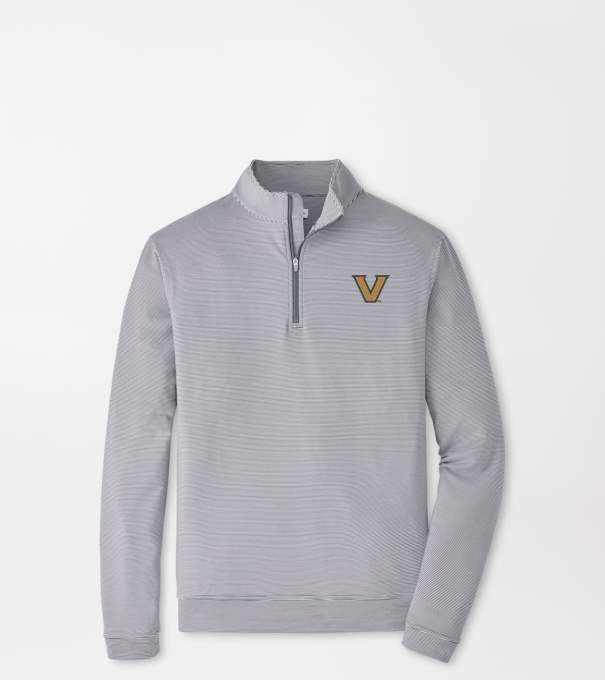 Vanderbilt Perth Sugar Stripe Performance Quarter-Zip in Iron/White