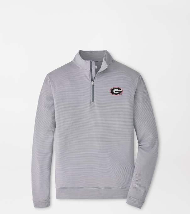 Georgia Perth Sugar Stripe Performance Quarter-Zip in Iron/White