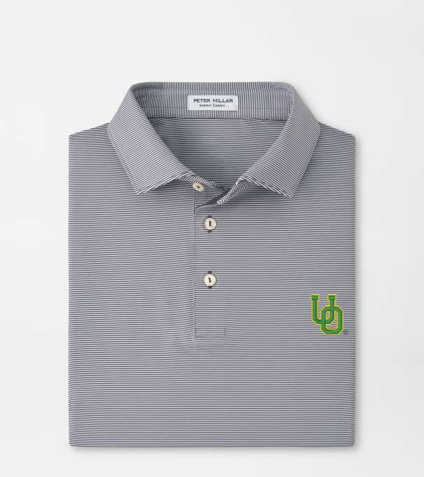 Oregon Vault Jubilee Stripe Performance Polo in Iron
