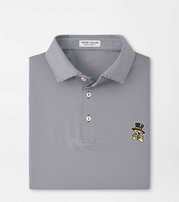 Wake Forest Demon Deacon Jubilee Stripe Performance Polo in Iron