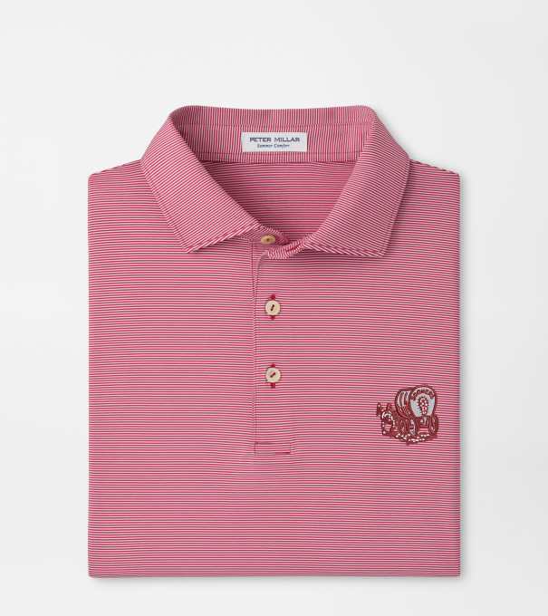Oklahoma Vault Jubilee Stripe Performance Polo in Crimson1