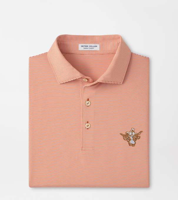 Texas Vault Jubilee Stripe Performance Polo in Rust1