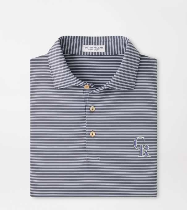 Colorado Rockies Tiebreaker Performance Jersey Stripe Polo in Iron