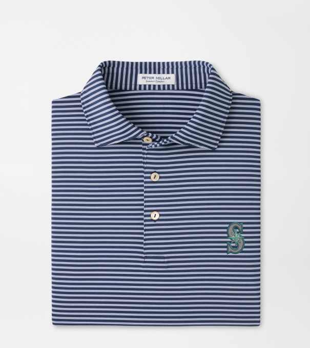 Seattle Mariners Tiebreaker Performance Jersey Stripe Polo in Navy