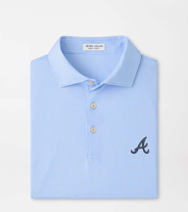 Atlanta Braves Border Performance Jersey Polo in Cottage Blue