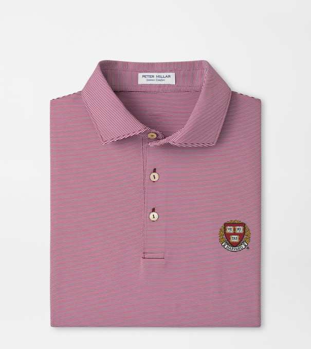 Harvard Jubilee Stripe Performance Polo in Maroon2