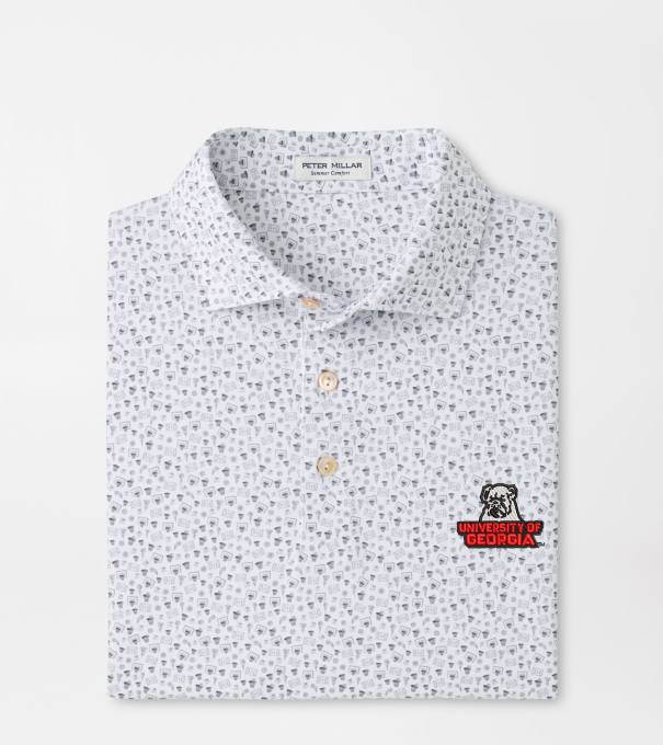 Georgia Vault Buzzer Beater Performance Jersey Polo in White