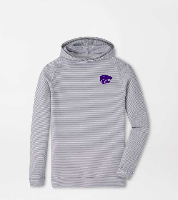Kansas State Pine Youth Sugar Stripe Performance Hoodie in Iron