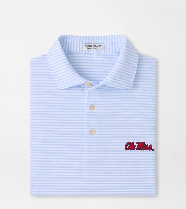 Ole Miss Tiebreaker Performance Jersey Stripe Polo in White