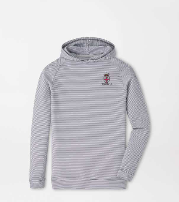 Brown University Pine Youth Sugar Stripe Performance Hoodie in Iron