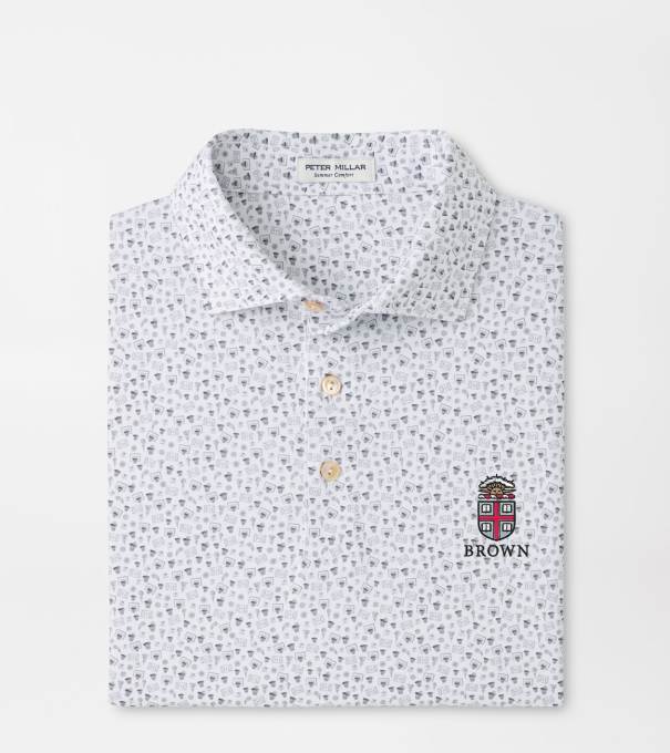 Brown University Buzzer Beater Performance Jersey Polo in White