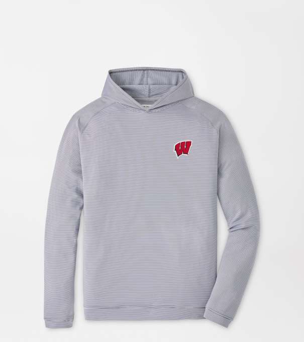 Wisconsin Pine Sugar Stripe Performance Hoodie in Iron