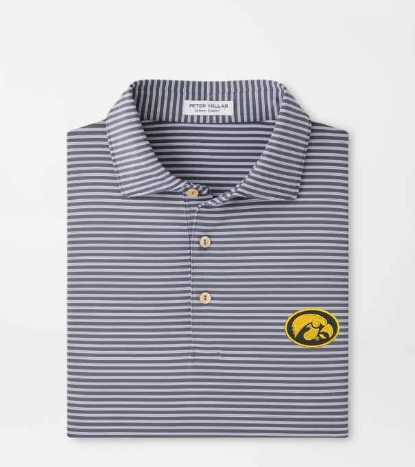 Iowa Tiebreaker Performance Jersey Stripe Polo in Iron