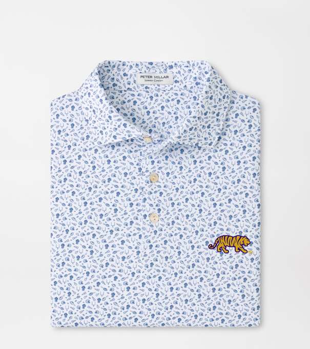 LSU Mike the Tiger Kick Off Performance Jersey Polo in Blue Frost