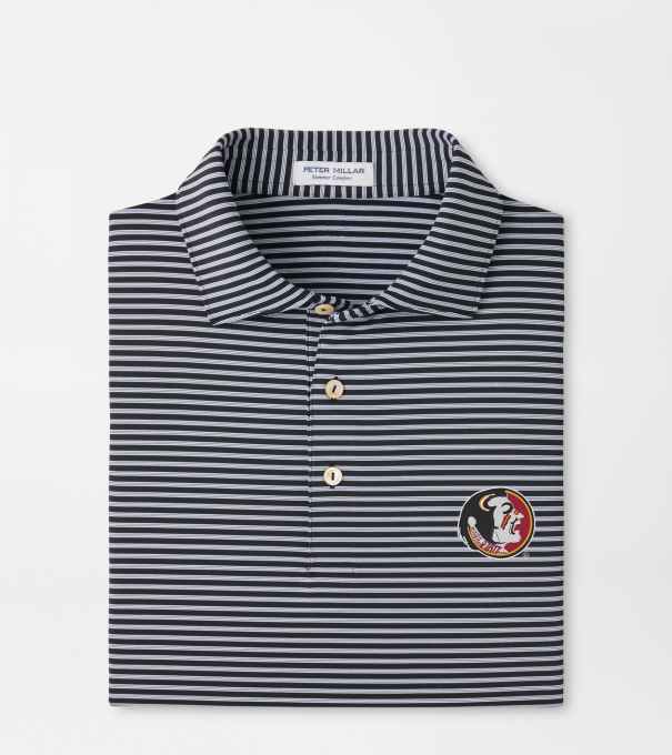 Florida State Vault Tiebreaker Performance Jersey Stripe Polo in Black