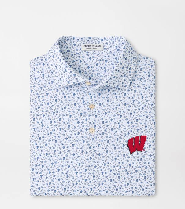 Wisconsin Kick Off Performance Jersey Polo in Blue Frost