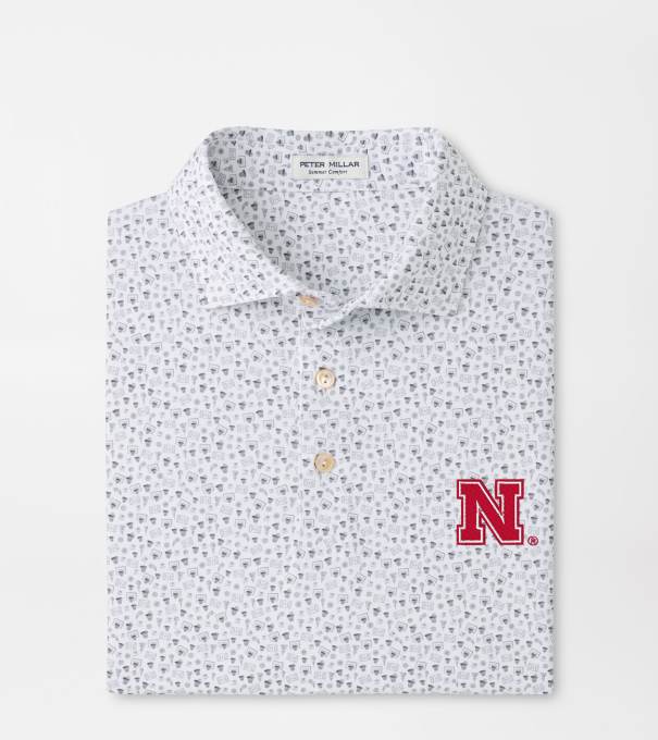 Nebraska Buzzer Beater Performance Jersey Polo in White
