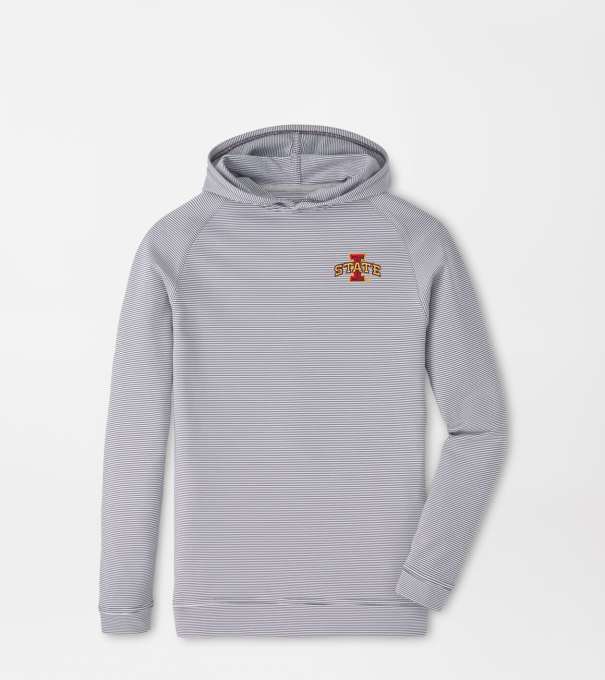 Iowa State Pine Youth Sugar Stripe Performance Hoodie in Iron