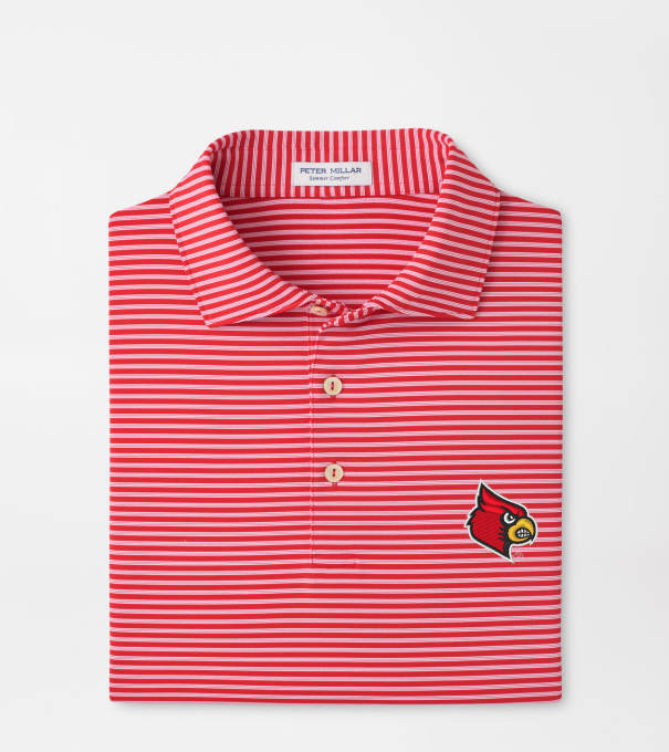 Louisville Tiebreaker Performance Jersey Stripe Polo in Red3