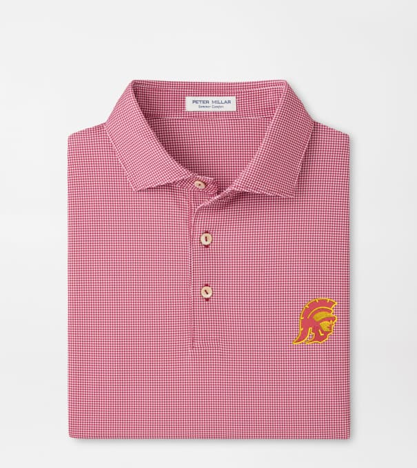 USC Trojan Border Performance Jersey Polo in Crimson1