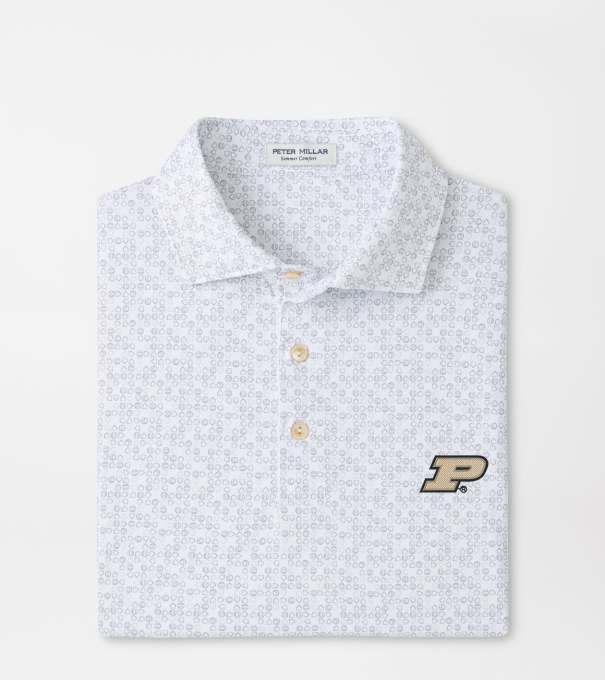 Purdue Bases Loaded Performance Jersey Polo in White