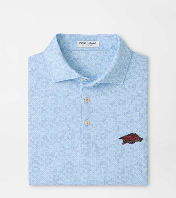Arkansas Bases Loaded Performance Jersey Polo in PALE BLUE