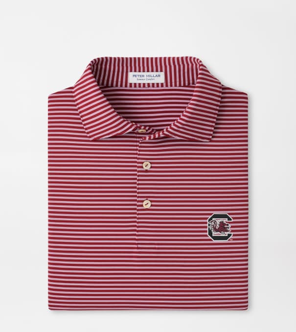 South Carolina Tiebreaker Performance Jersey Stripe Polo in Maroon2
