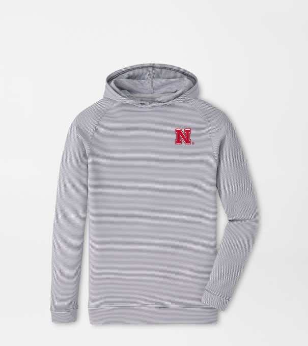 Nebraska Pine Youth Sugar Stripe Performance Hoodie in Iron