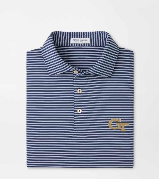 Georgia Tech Tiebreaker Performance Jersey Stripe Polo in Navy
