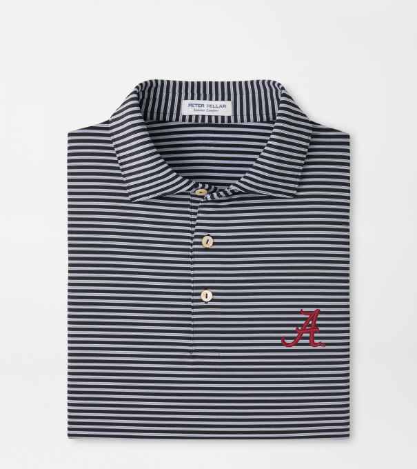 Alabama Tiebreaker Performance Jersey Stripe Polo in Black