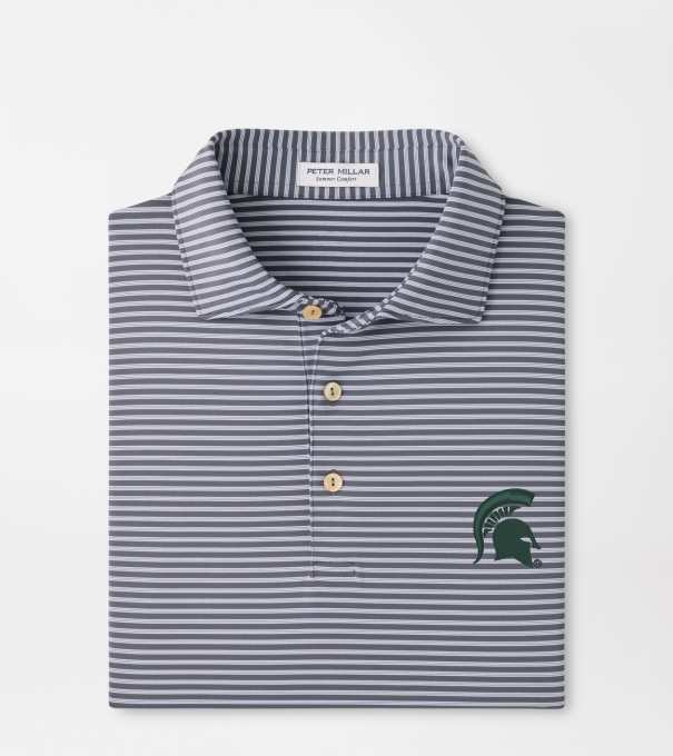Michigan State Spartans Tiebreaker Performance Jersey Stripe Polo in Iron